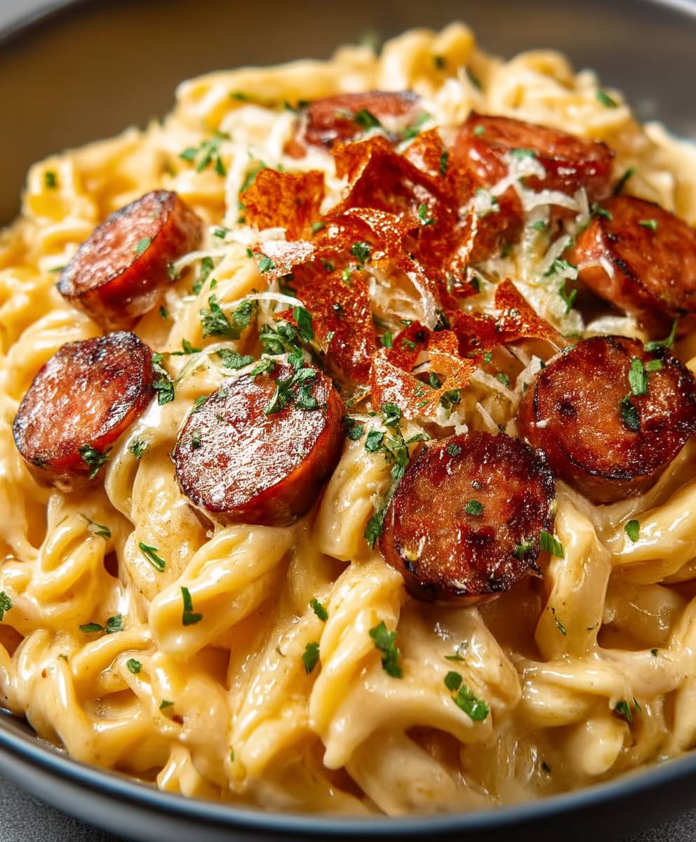 Cheesy Kielbasa Pasta