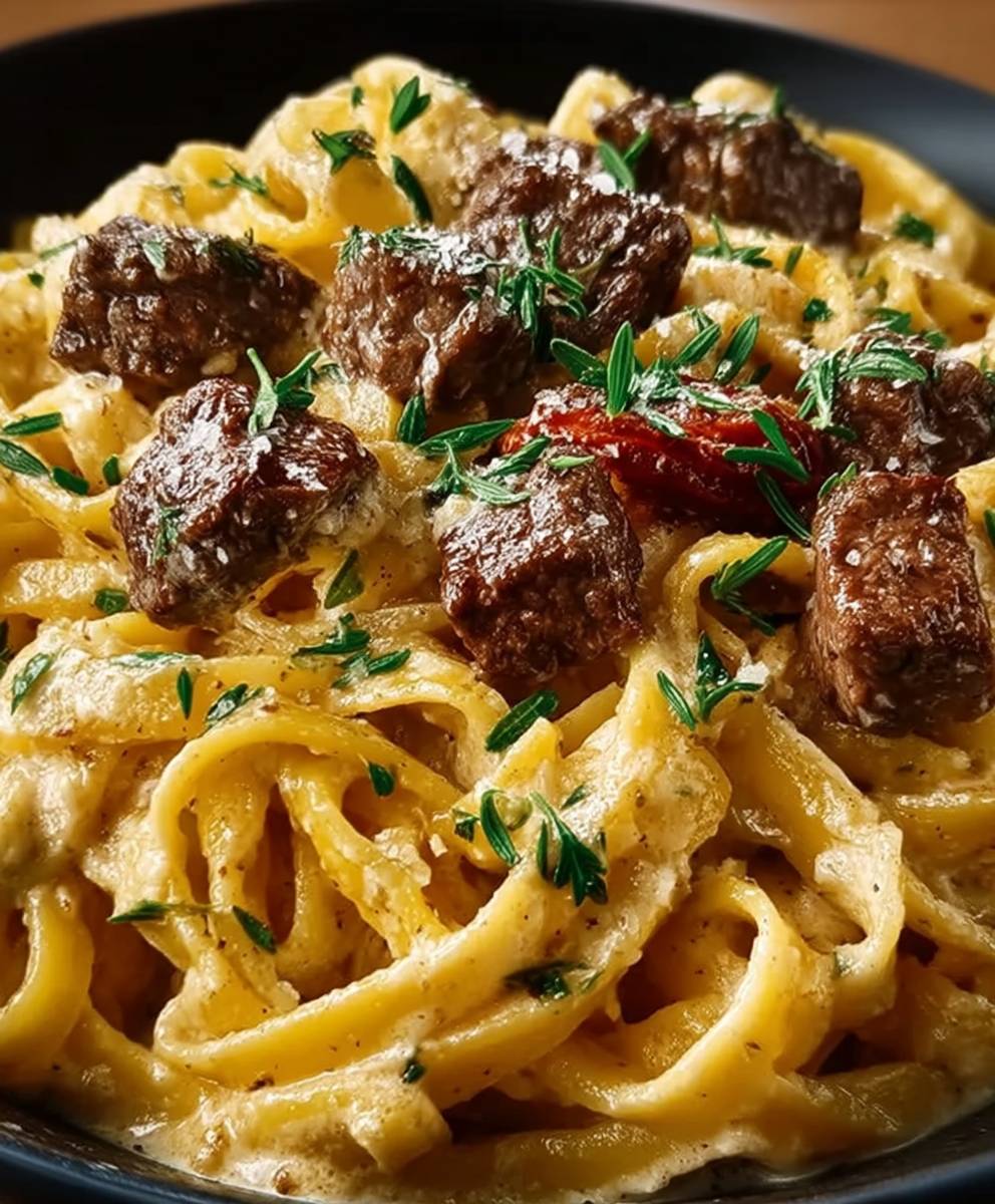 Creamy Beef Garlic Butter Pasta