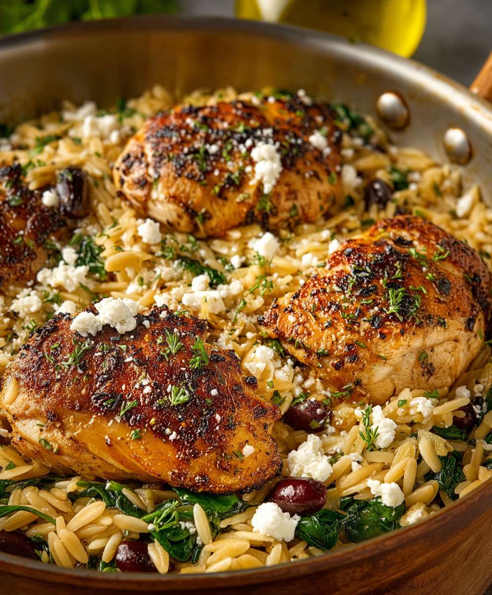 Greek Chicken Skillet Orzo