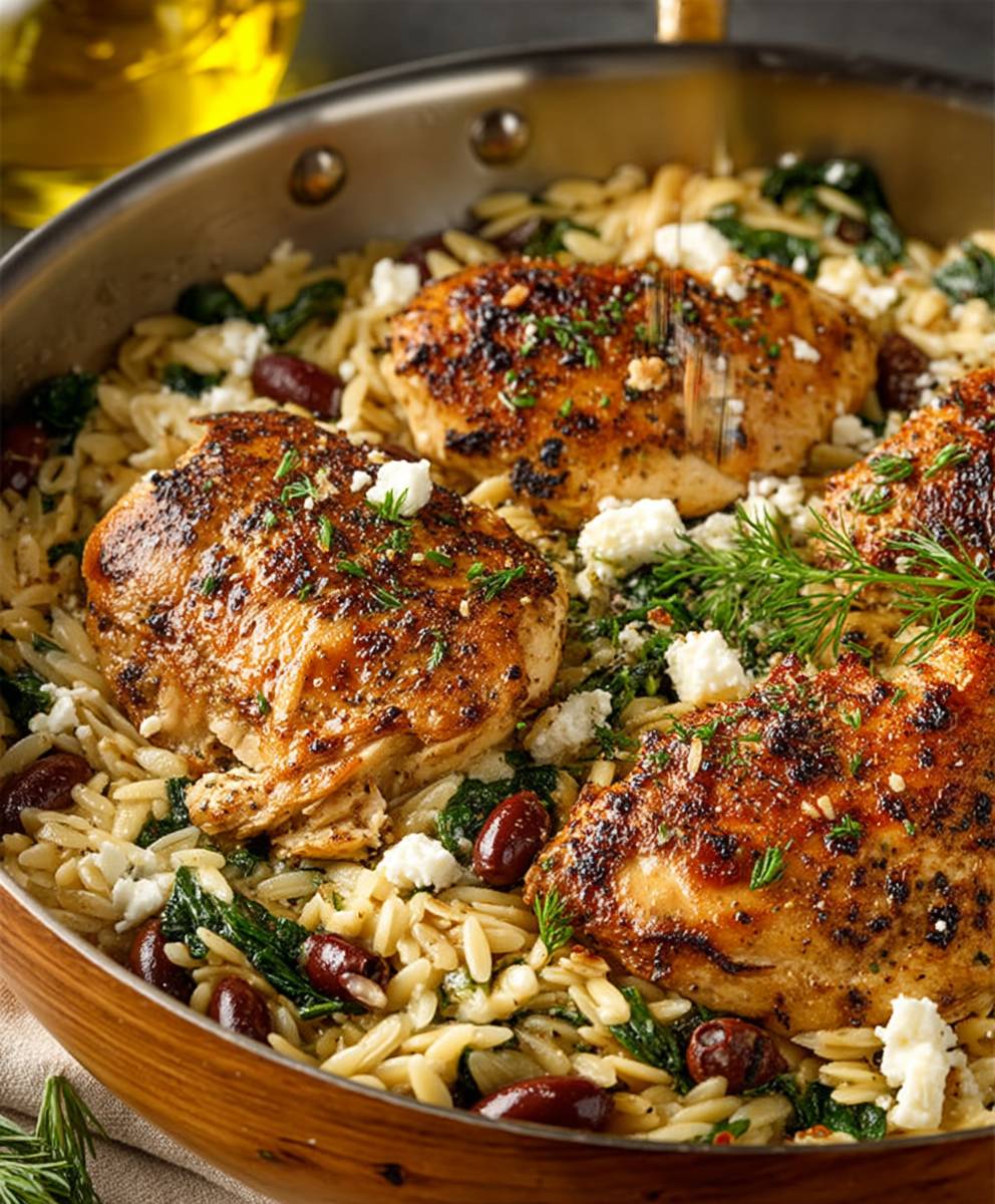 Greek Chicken Skillet Orzo