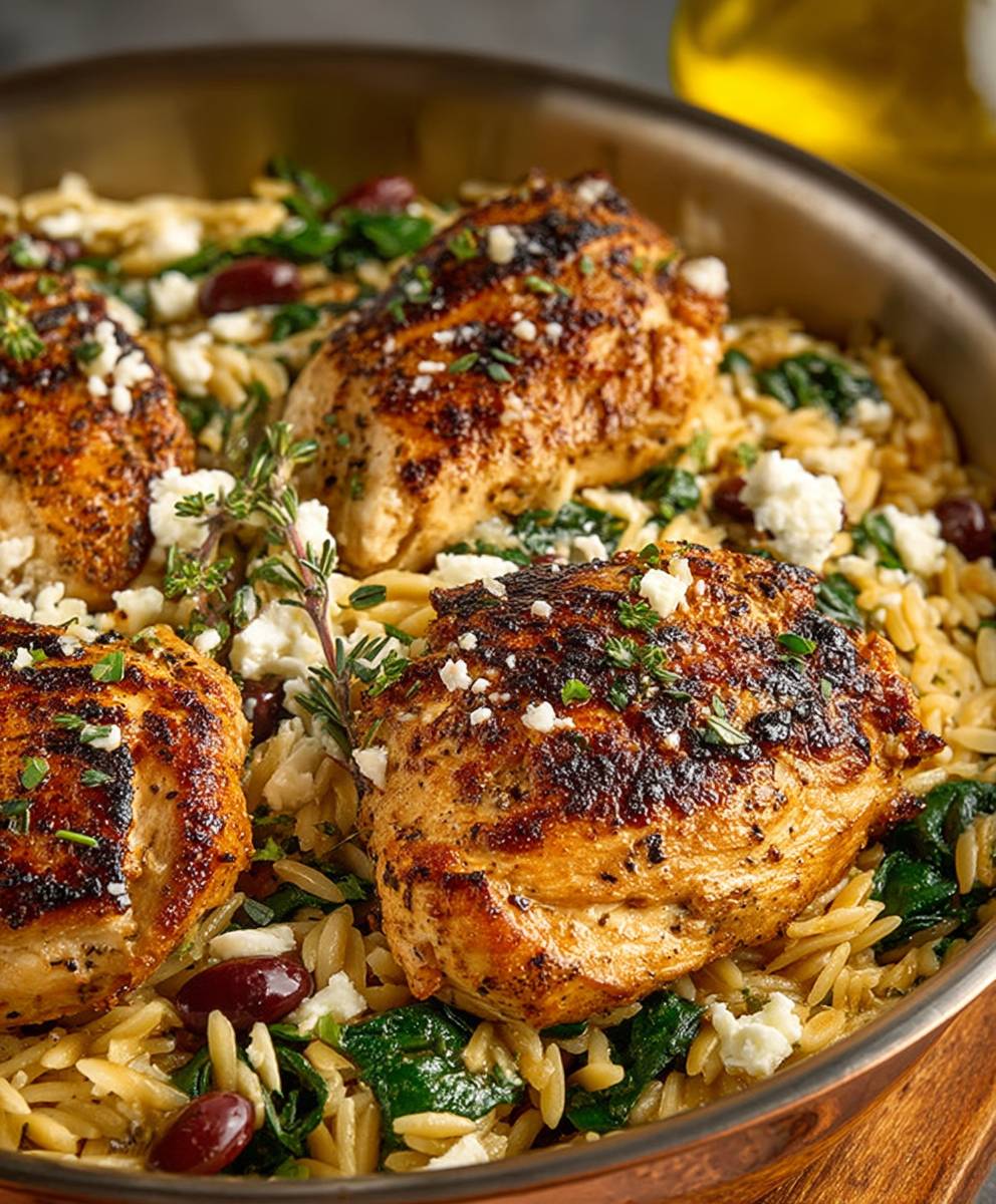 Greek Chicken Skillet Orzo