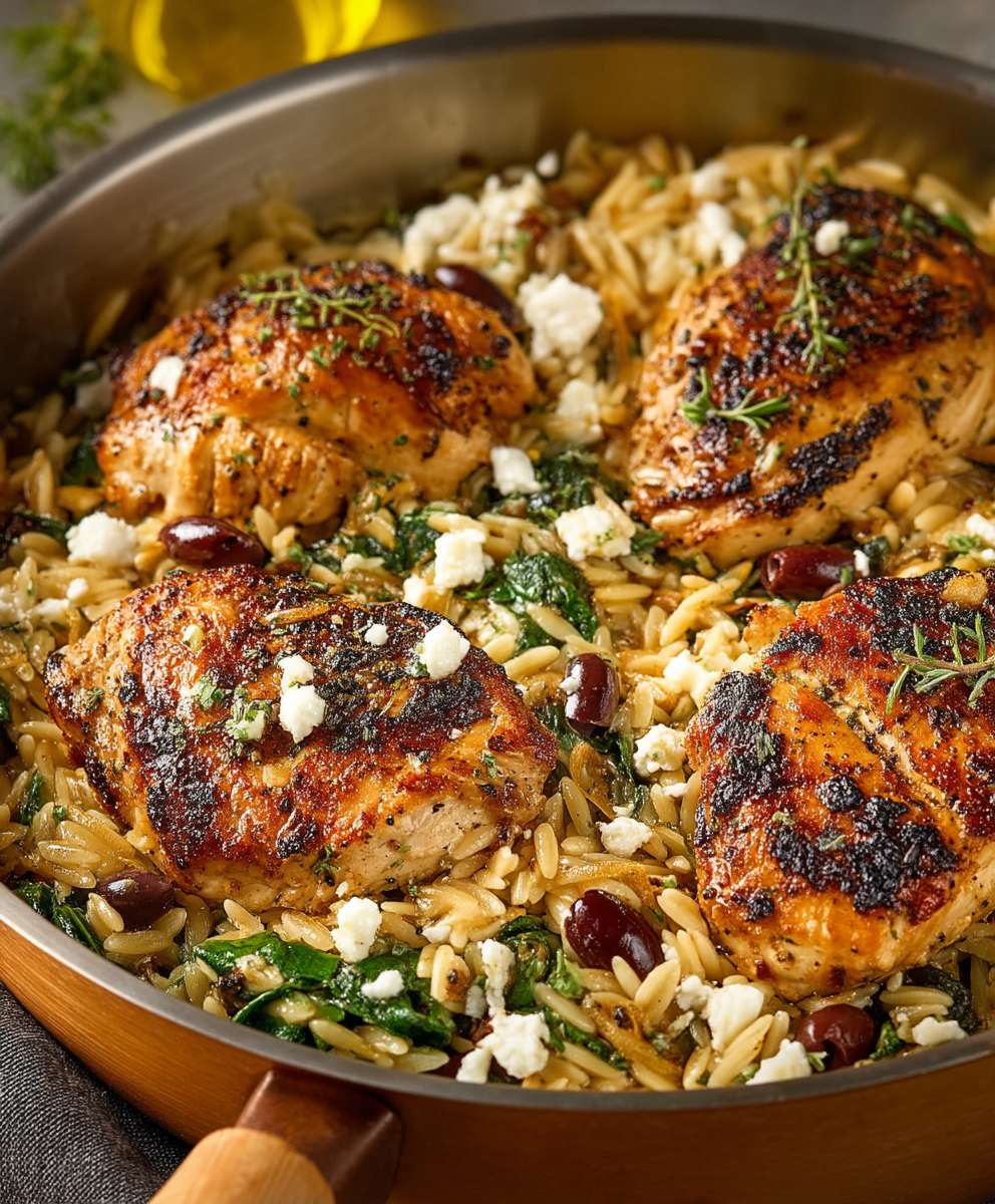 Greek Chicken Skillet Orzo