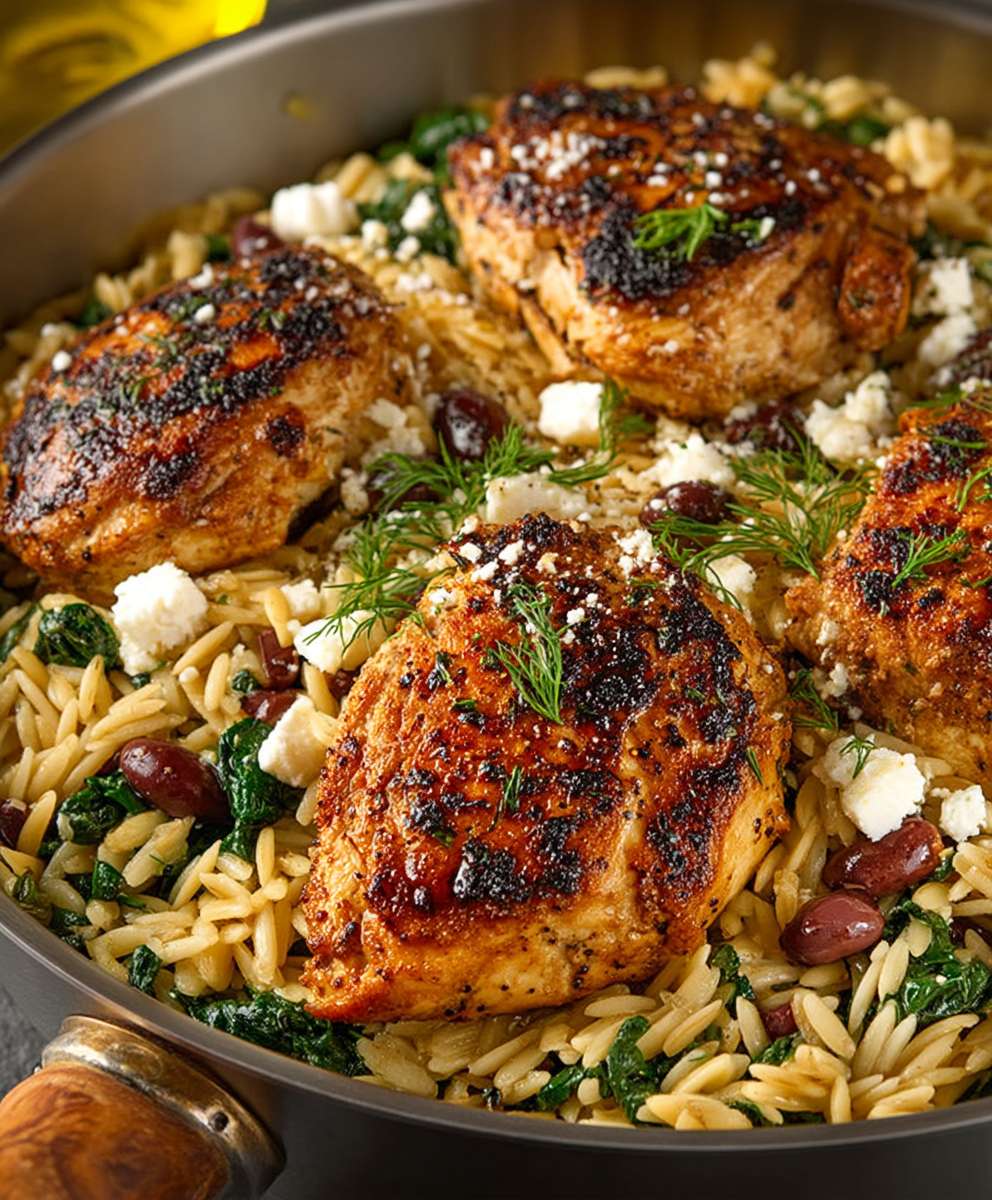 Greek Chicken Skillet Orzo