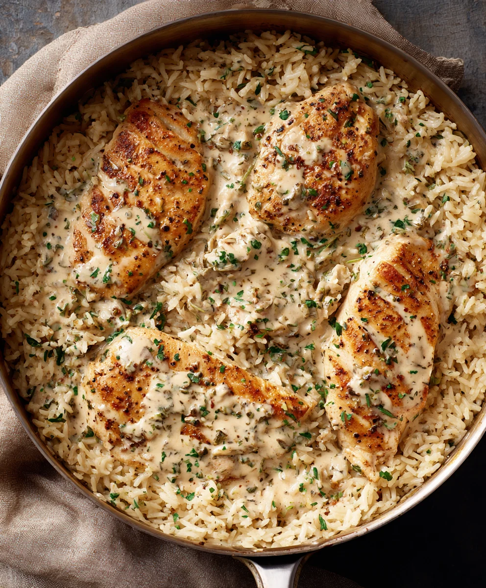 Creamy Smothered Chicken with Rice: Comfort Food Dinner