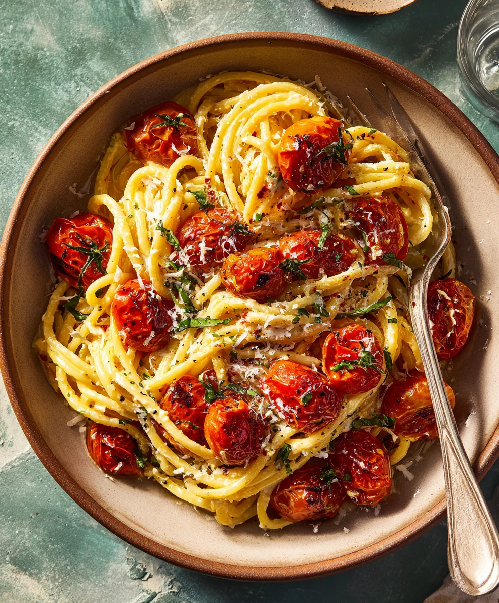Roasted Tomato Garlic Ricotta Pasta | Quick & Flavorful