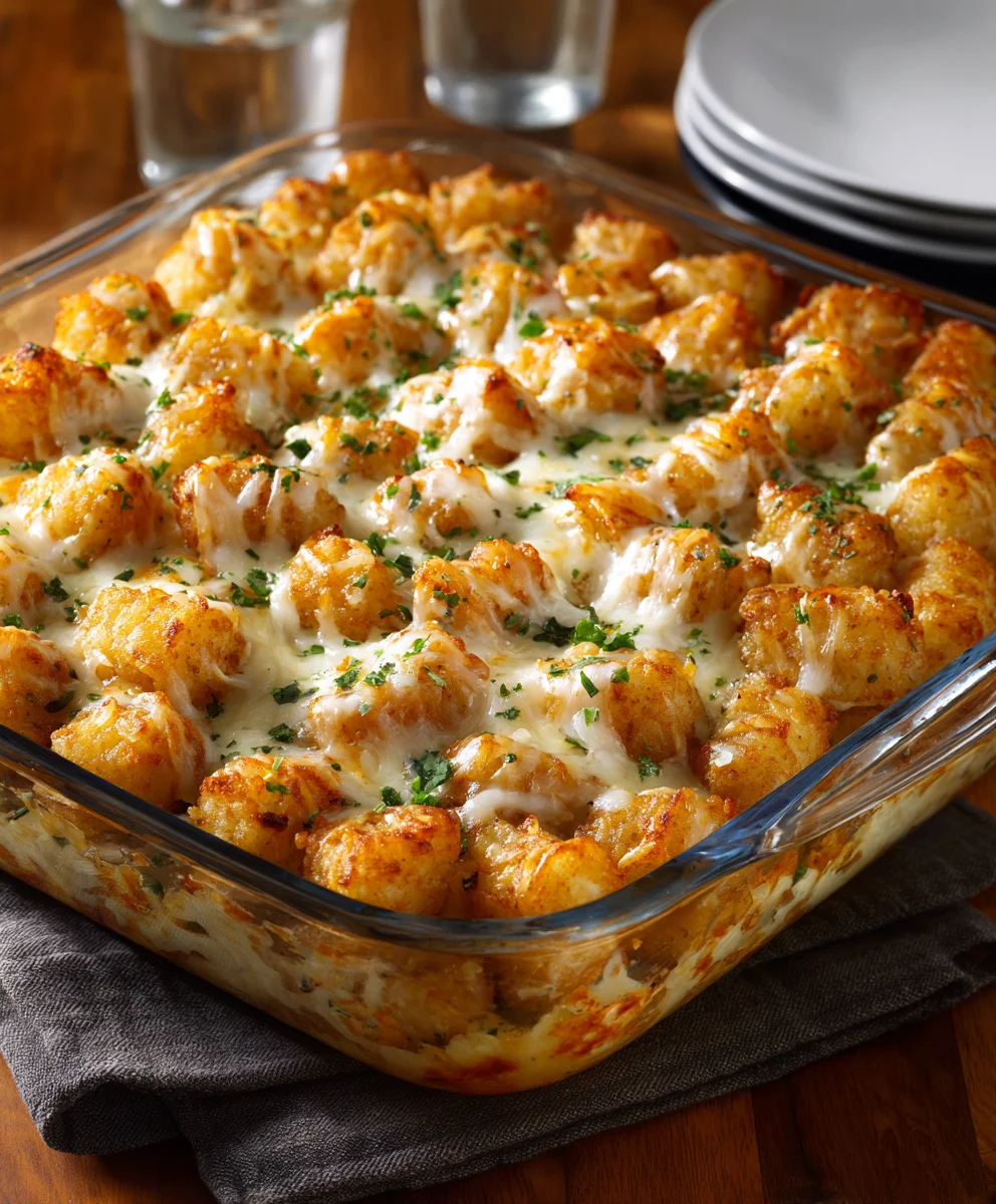Creamy Chicken Alfredo Tater Tot Casserole Recipe