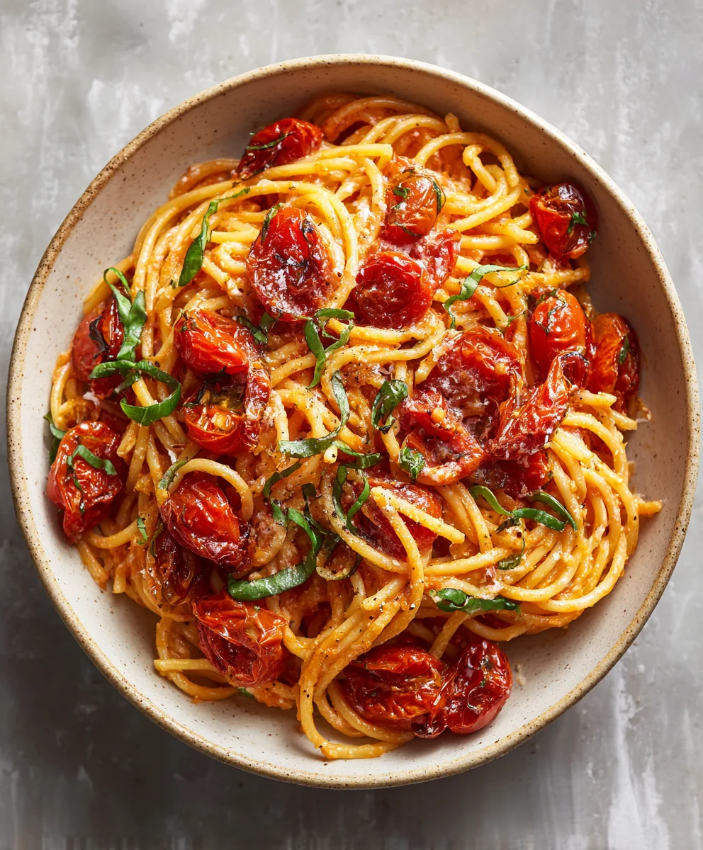 Roasted Tomato Garlic Ricotta Pasta | Quick & Flavorful