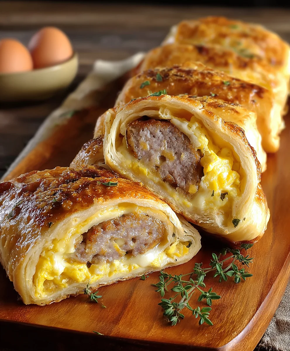 Delicious Beef Sausage Egg & Cheese Breakfast Rollups