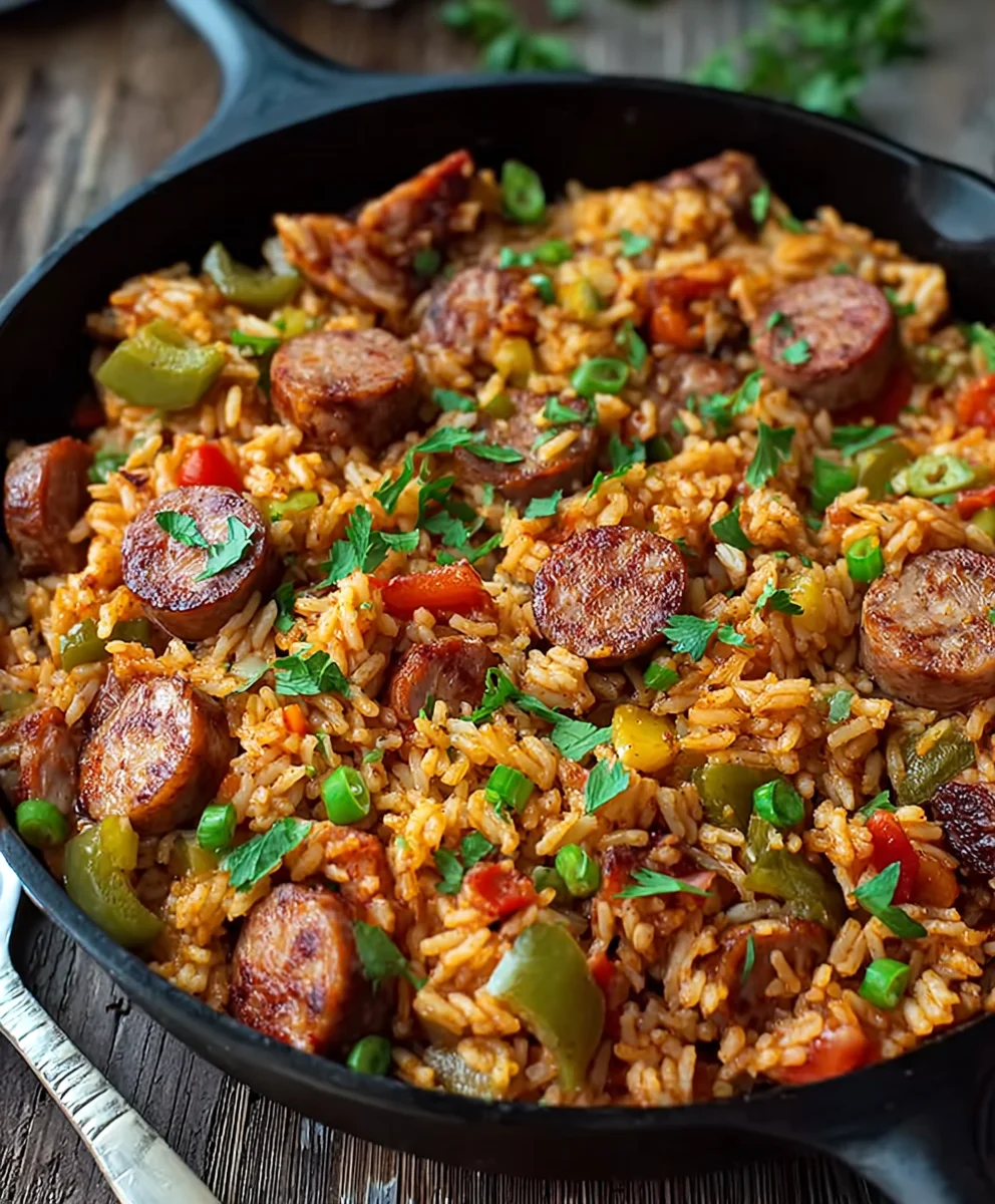 Cajun Beef Sausage & Rice Skillet: Flavorful One-Pan Dinner