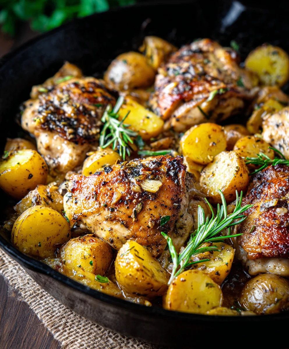 Easy Garlic Butter Chicken & Potatoes Skillet Meal