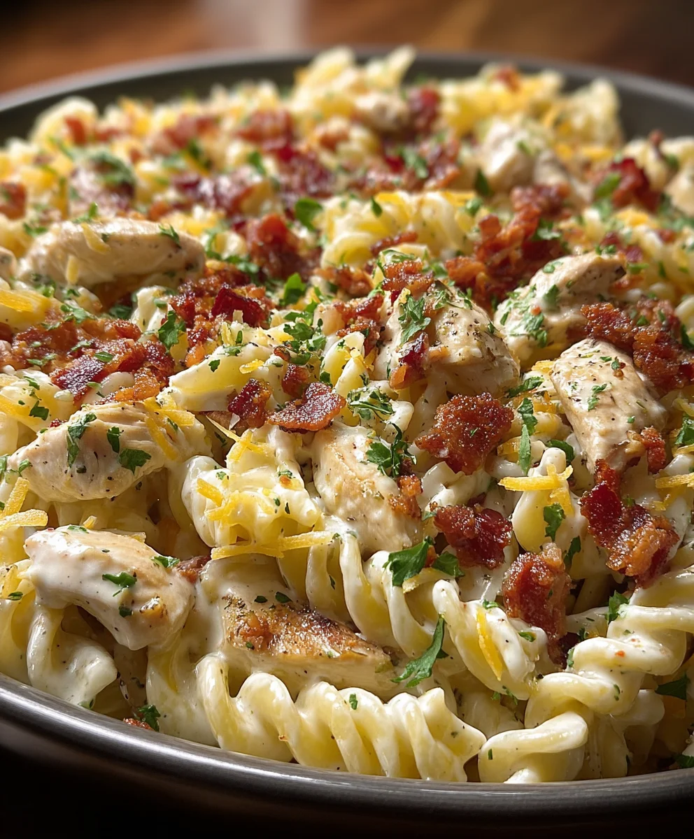 Simple Chicken Beef Bacon Ranch Pasta – Family Favorite!