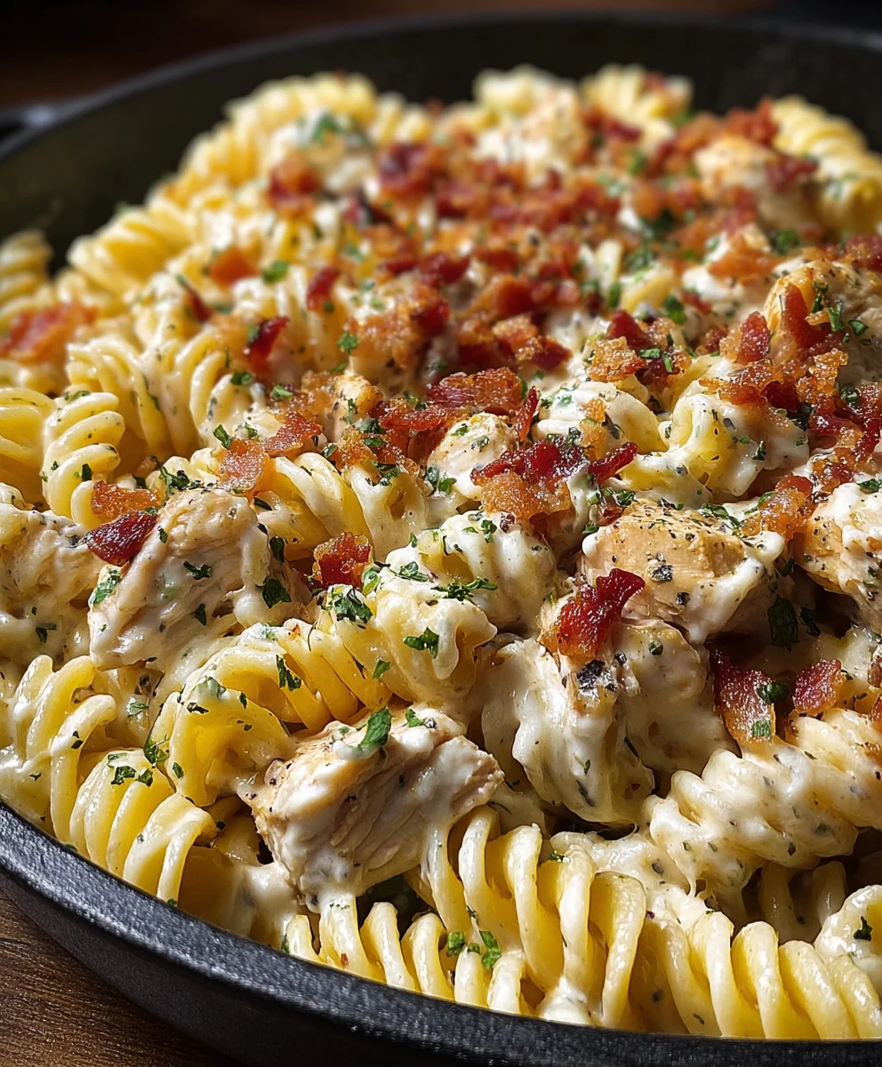 Simple Chicken Beef Bacon Ranch Pasta – Family Favorite!