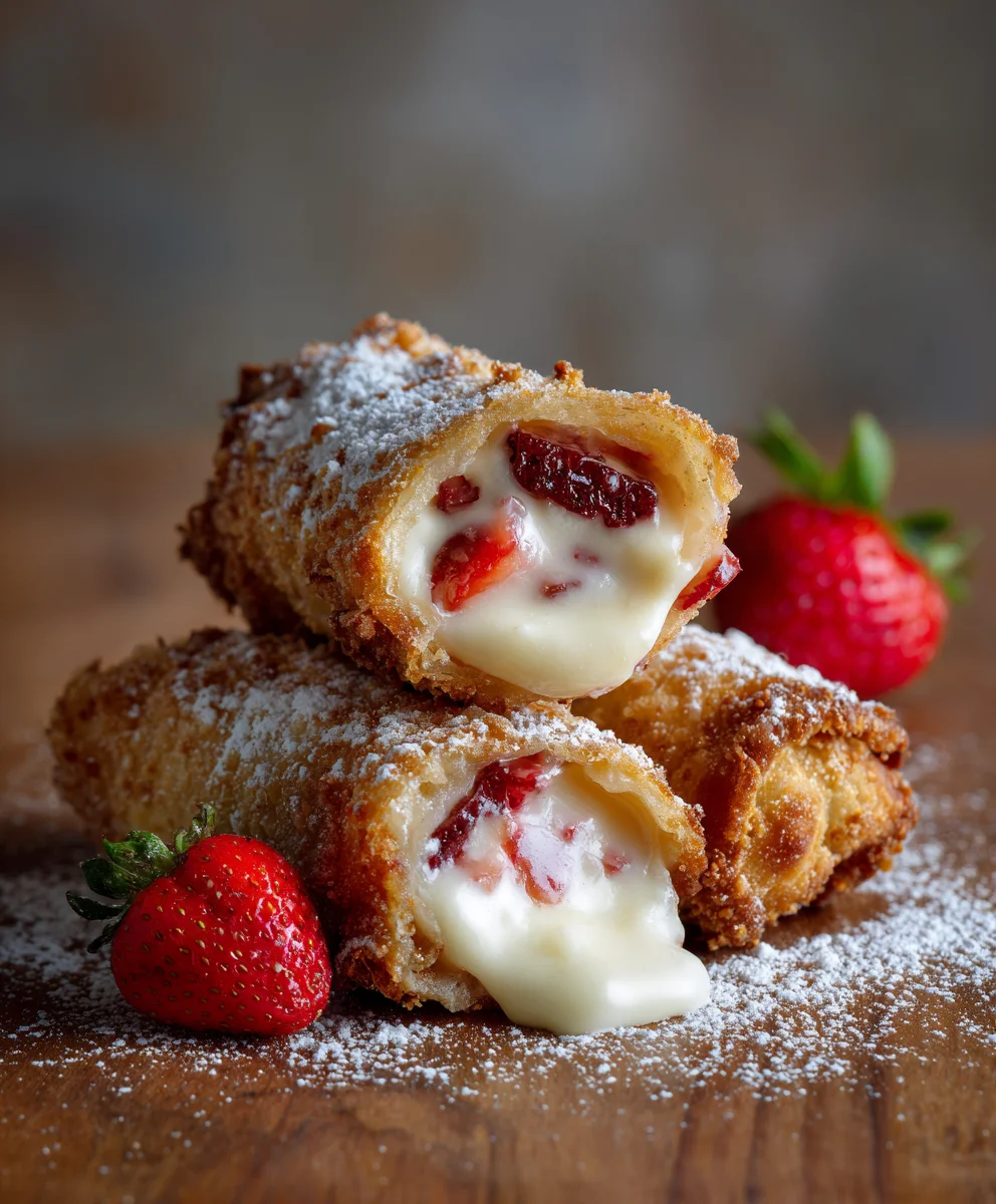 Irresistible Strawberry Cheesecake Stuffed Eggrolls