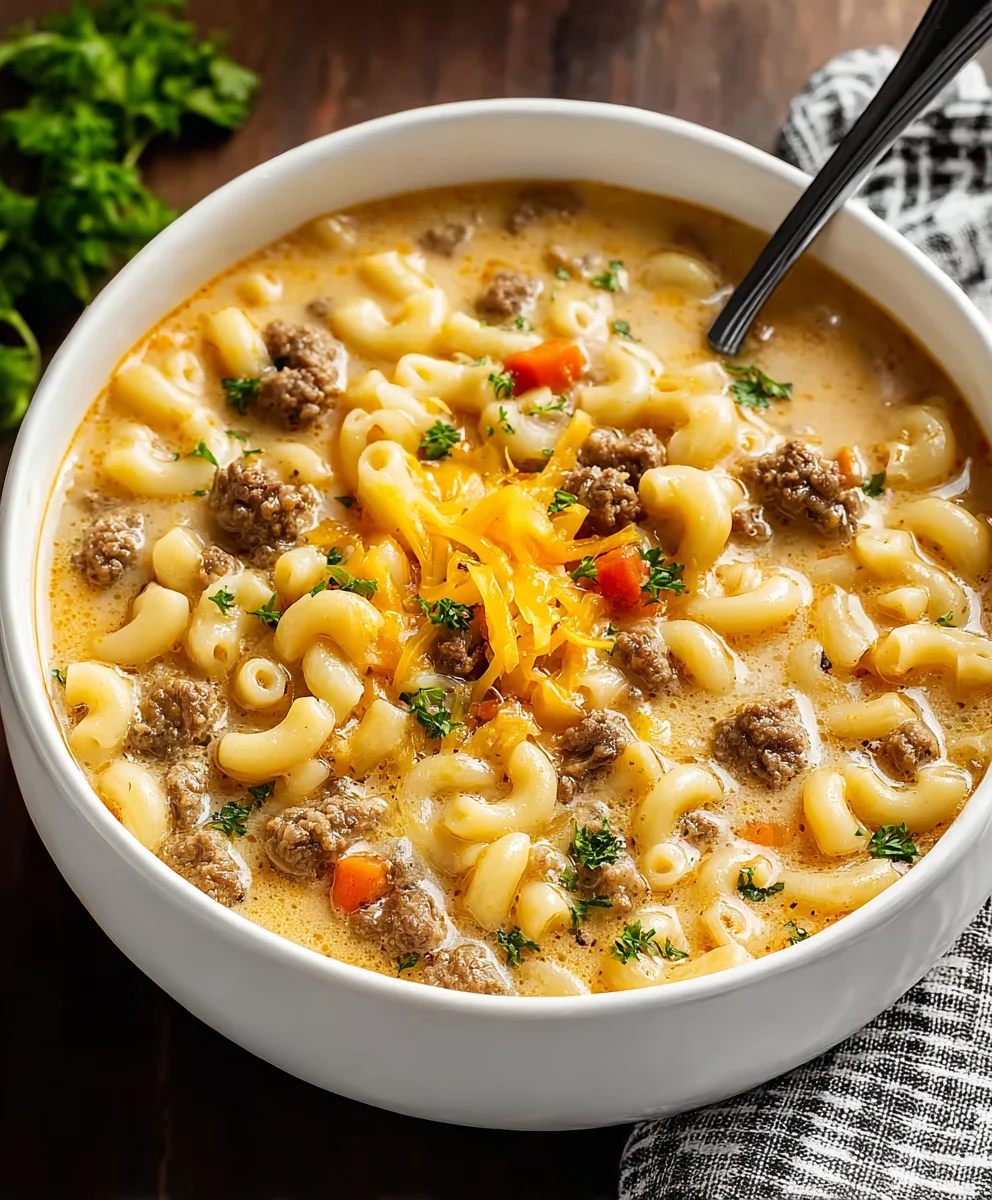 Hearty Cheeseburger Mac Soup: Creamy, Easy Dinner Recipe