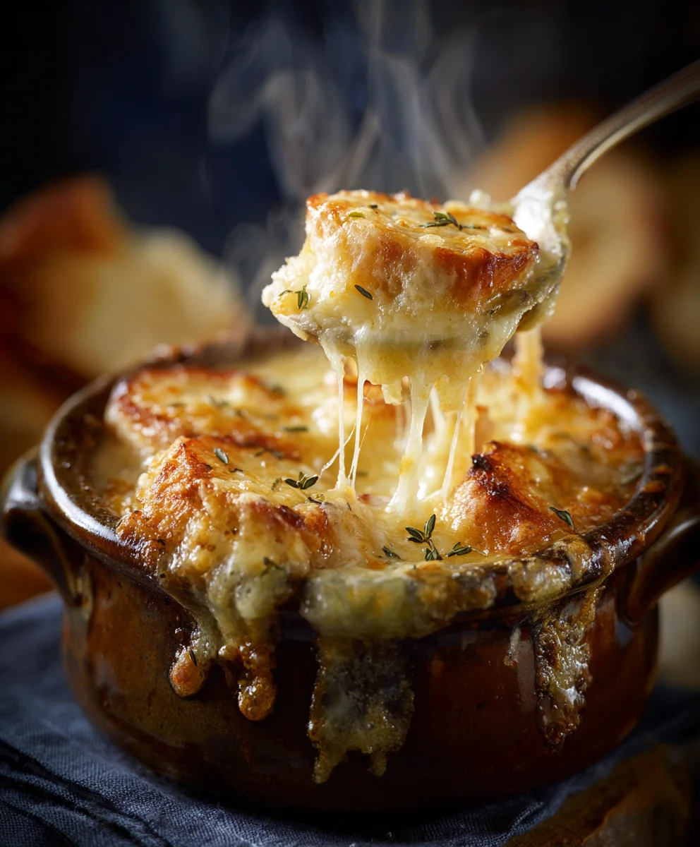 Delicious Crockpot French Onion Soup with Beef Broth!