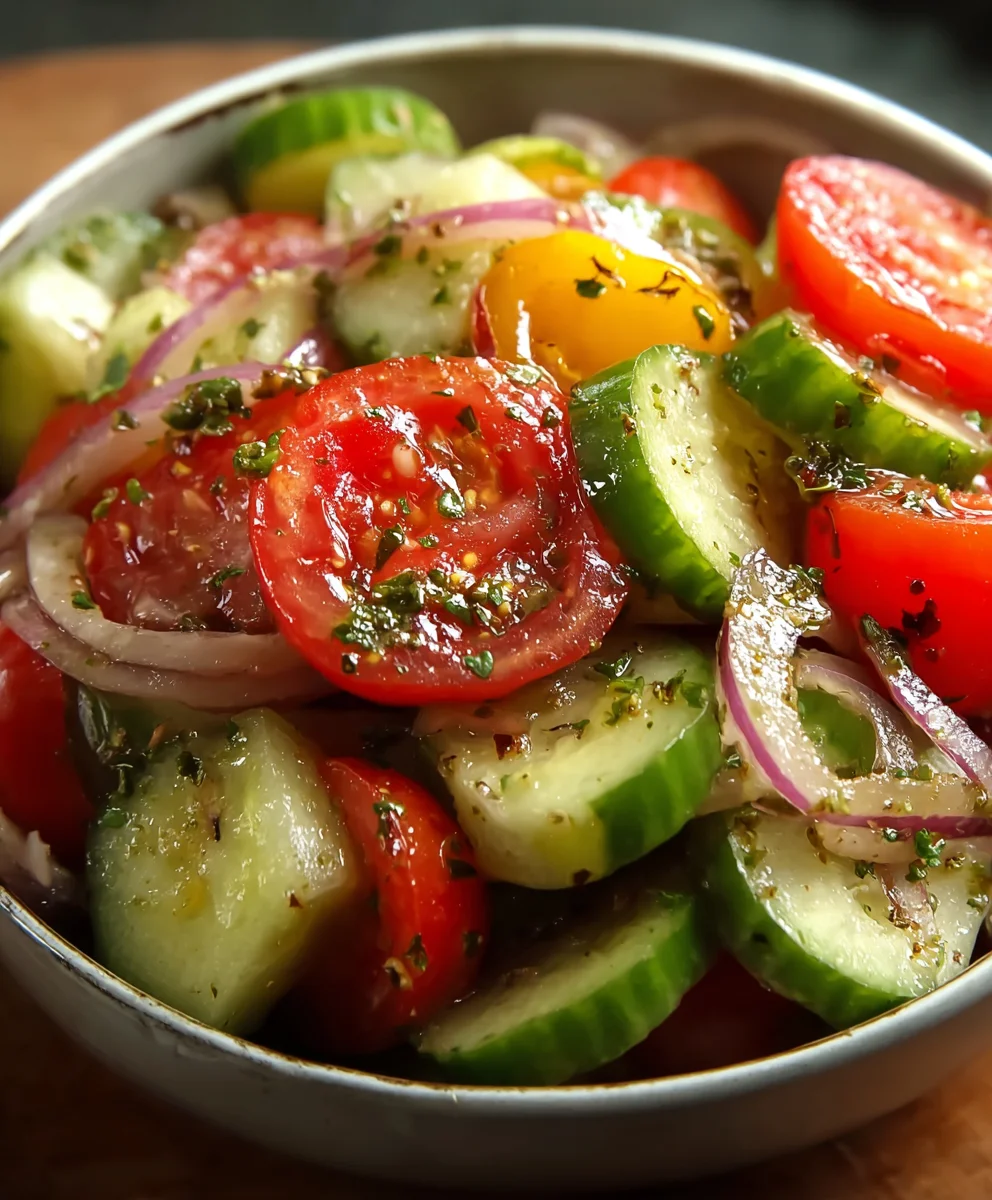 Easy Marinated Cucumber Tomato Onion Salad Recipe