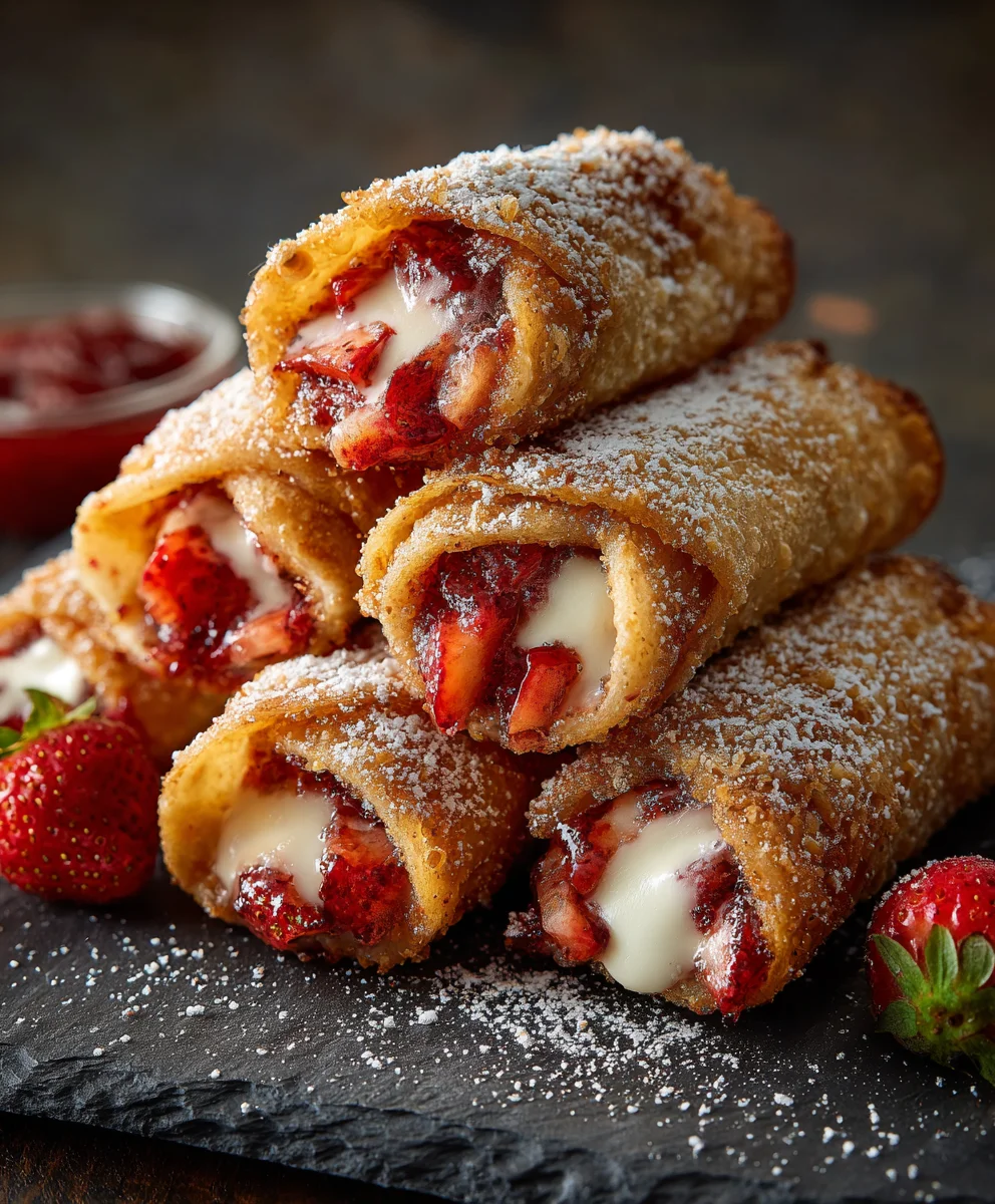 Irresistible Strawberry Cheesecake Stuffed Eggrolls