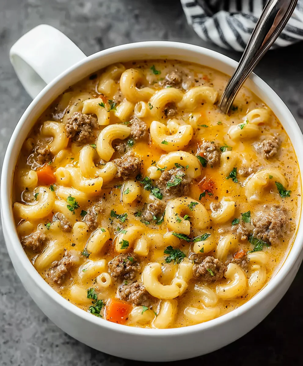 Hearty Cheeseburger Mac Soup: Creamy, Easy Dinner Recipe