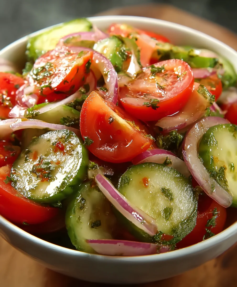 Easy Marinated Cucumber Tomato Onion Salad Recipe