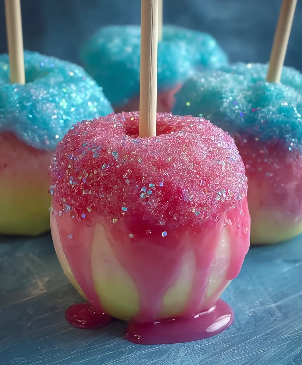 Colorful Candy Apples With Cotton Candy Recipe