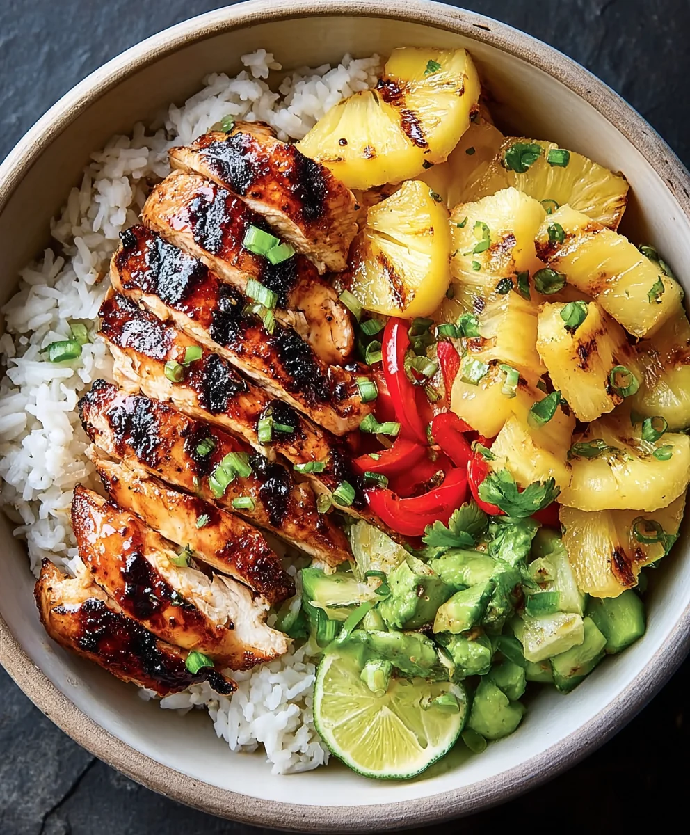 Amazing Grilled Chicken & Pineapple Bowls with Coconut Rice