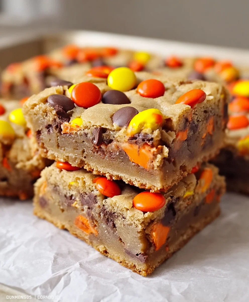 Amazing Reeses Pieces Chocolate Chip Cookie Bars Recipe