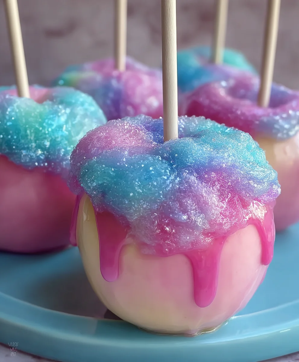 Colorful Candy Apples With Cotton Candy Recipe