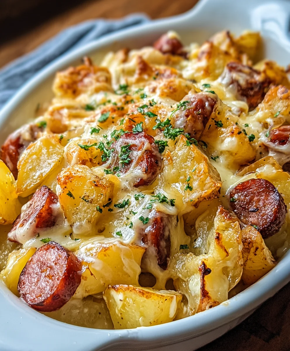 Delicious Cheesy Ranch Potatoes with Smoked Beef Sausage