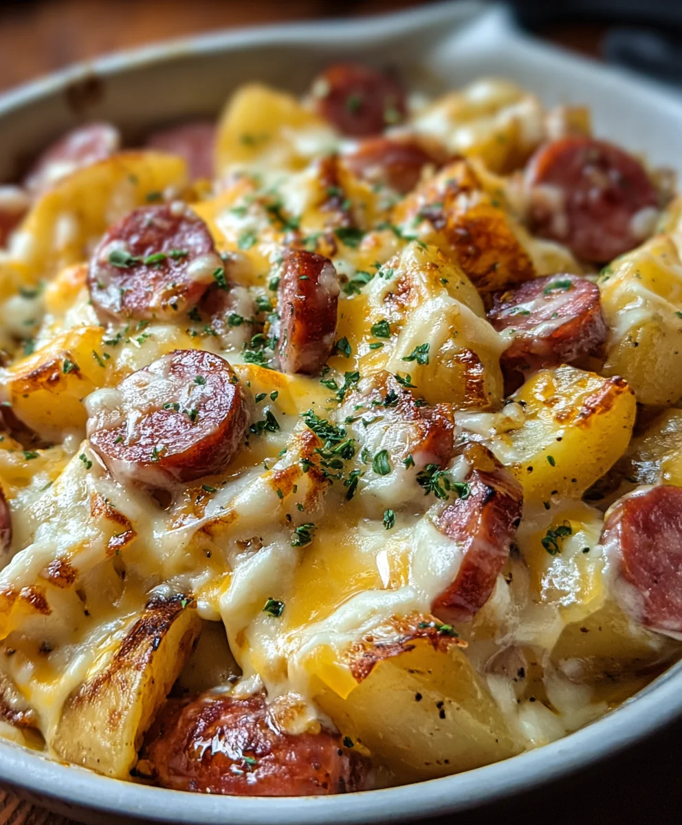 Delicious Cheesy Ranch Potatoes with Smoked Beef Sausage