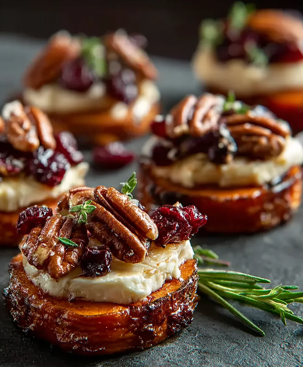 Sweet Potato Brie Rounds: Cranberry Pecan Appetizer
