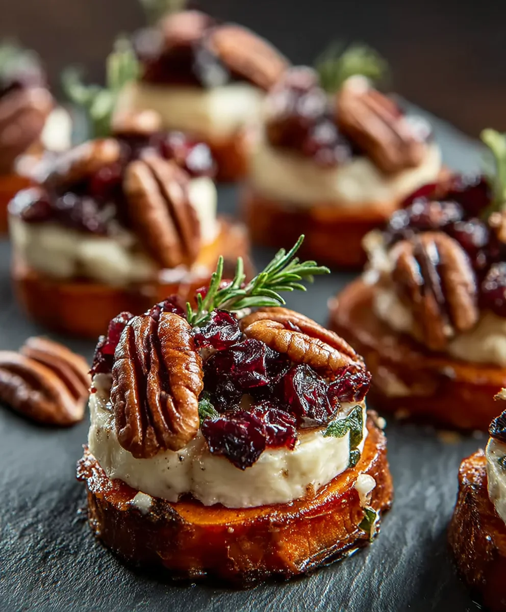 Sweet Potato Brie Rounds: Cranberry Pecan Appetizer
