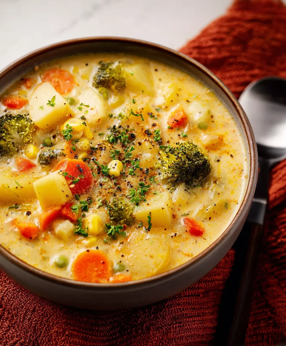 Delicious One Pot Creamy Vegetable Soup – Healthy & Easy Dinner!