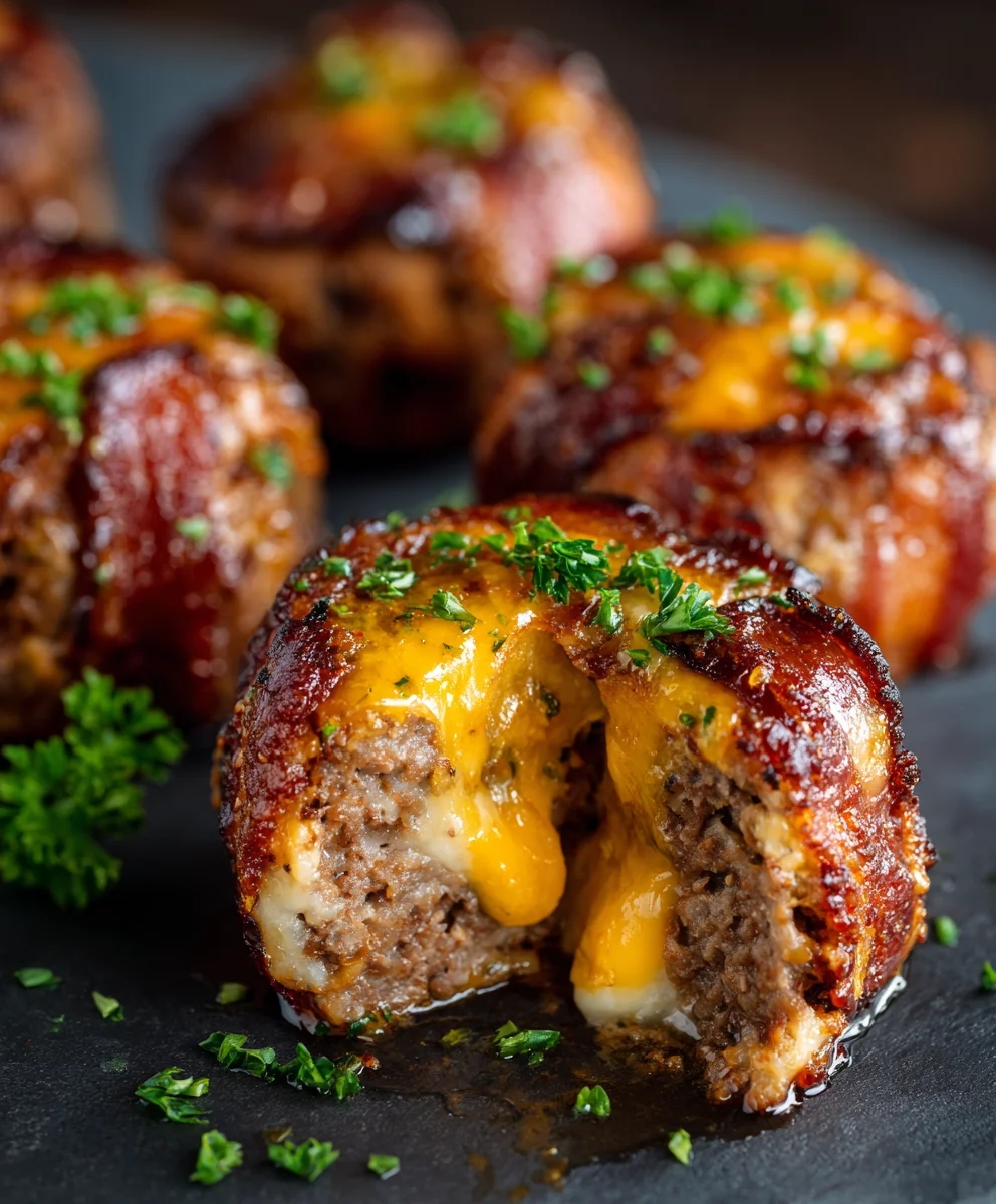 Must-Try Cheddar Stuffed BBQ Beef Bacon Bombs Recipe