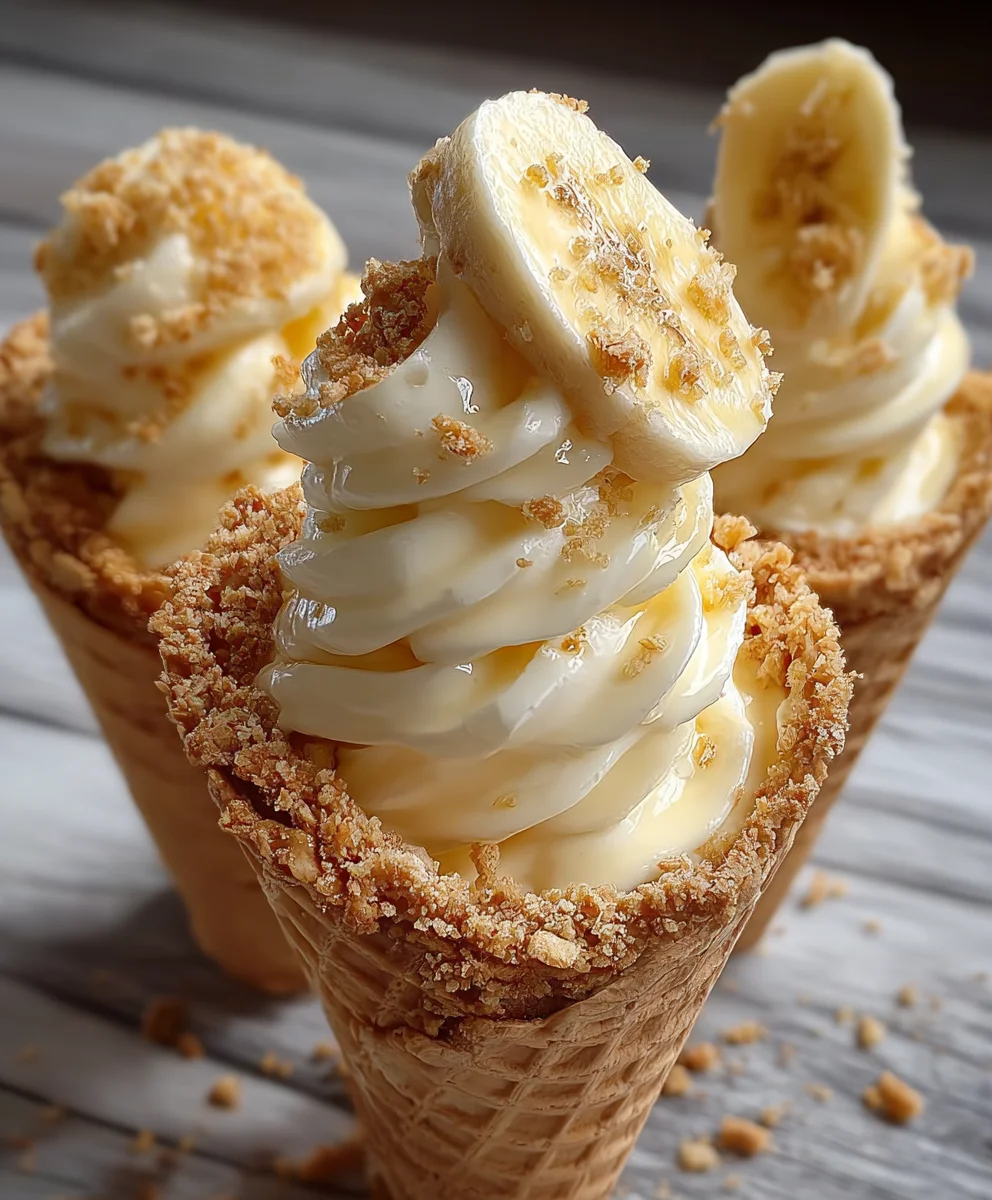 Banana Pudding Cheesecake Cones: Easy Dessert!