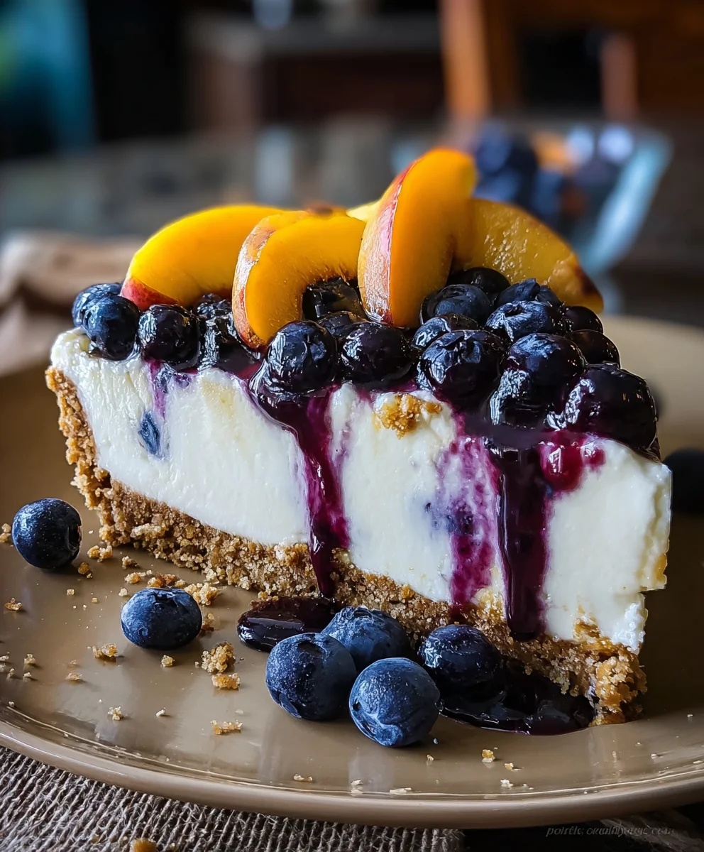 No-Bake Peach Blueberry Cheesecake: Easy & Delicious!