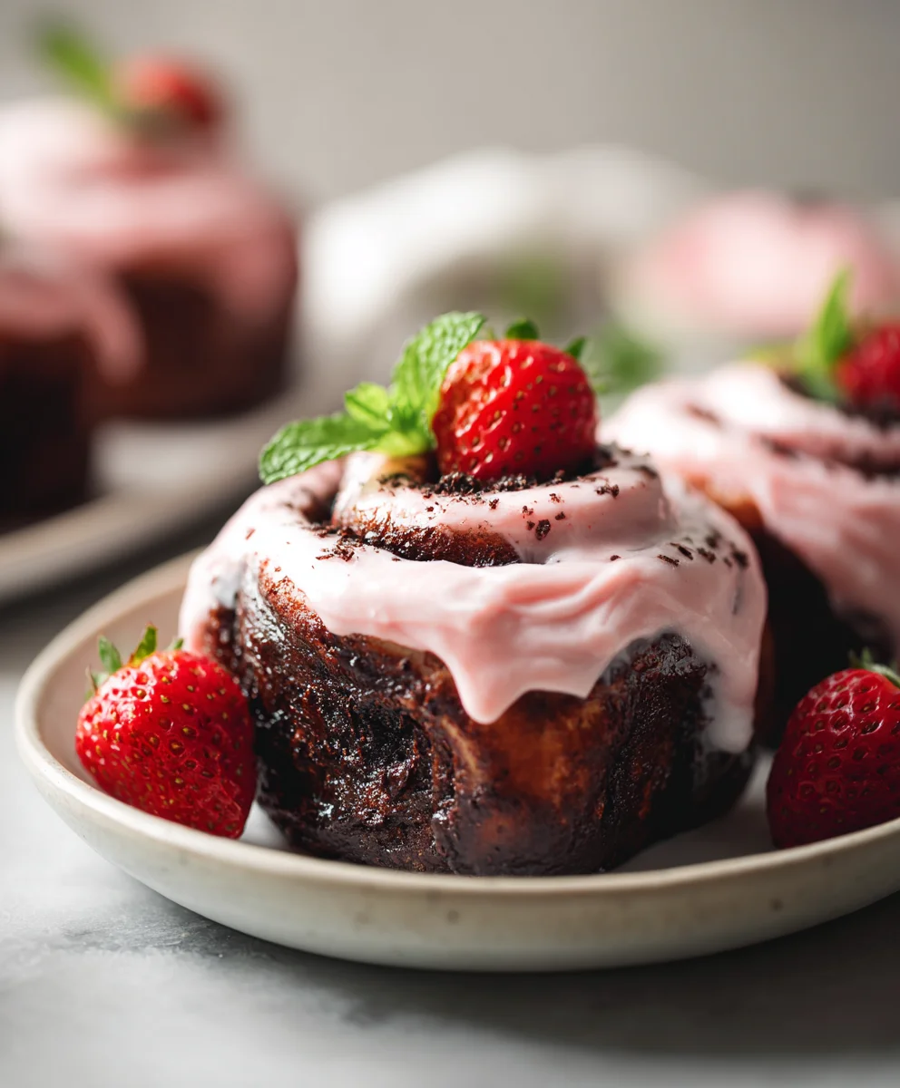 Best Chocolate Rolls with Zesty Strawberry Cream Cheese!