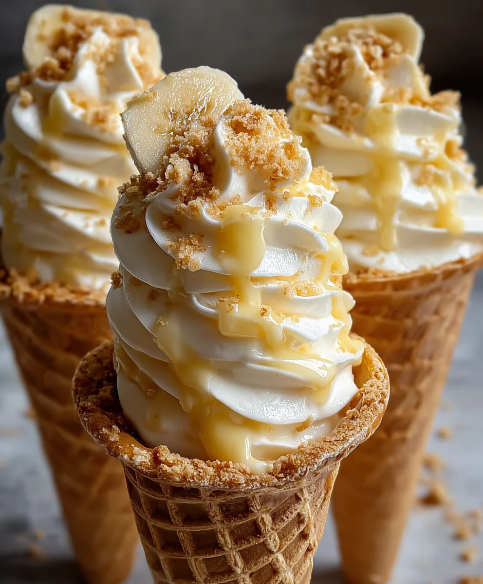 Banana Pudding Cheesecake Cones: Easy Dessert!
