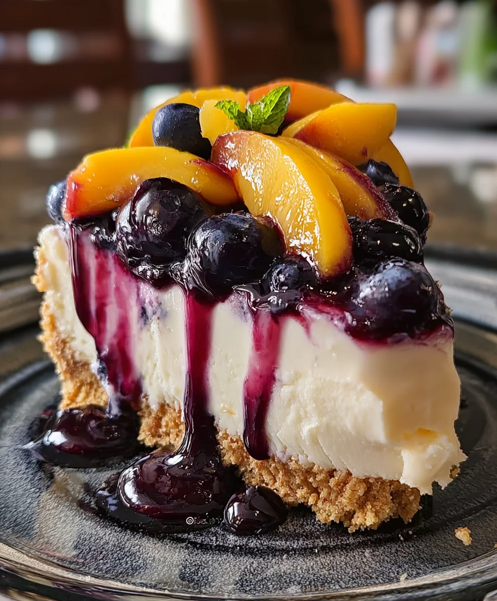 No-Bake Peach Blueberry Cheesecake: Easy & Delicious!
