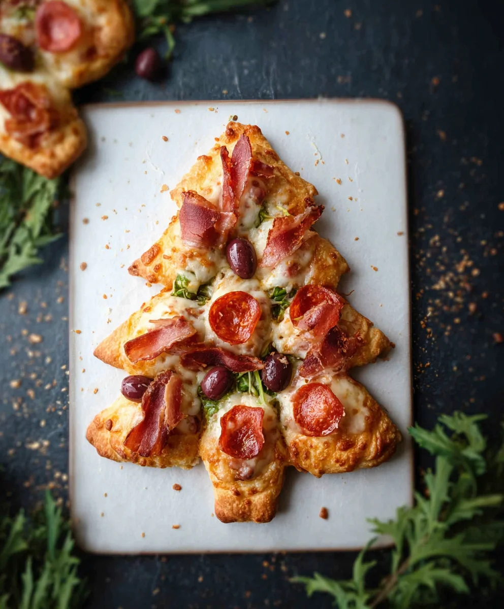 Festive Beef Christmas Tree Pizza Recipe-Fun Holiday Meal