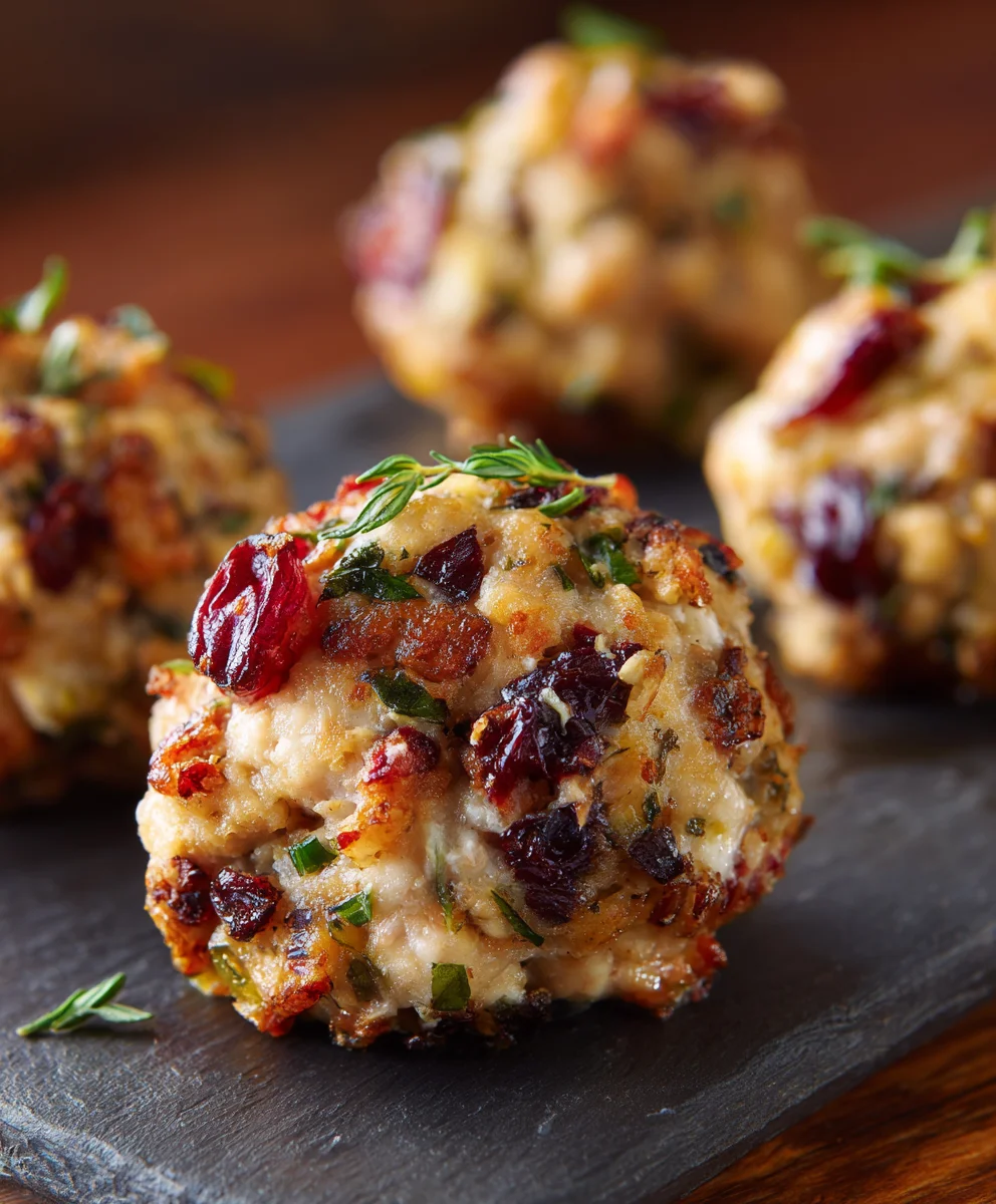 Cranberry Turkey Stuffing Balls - Easy Appetizer Recipe
