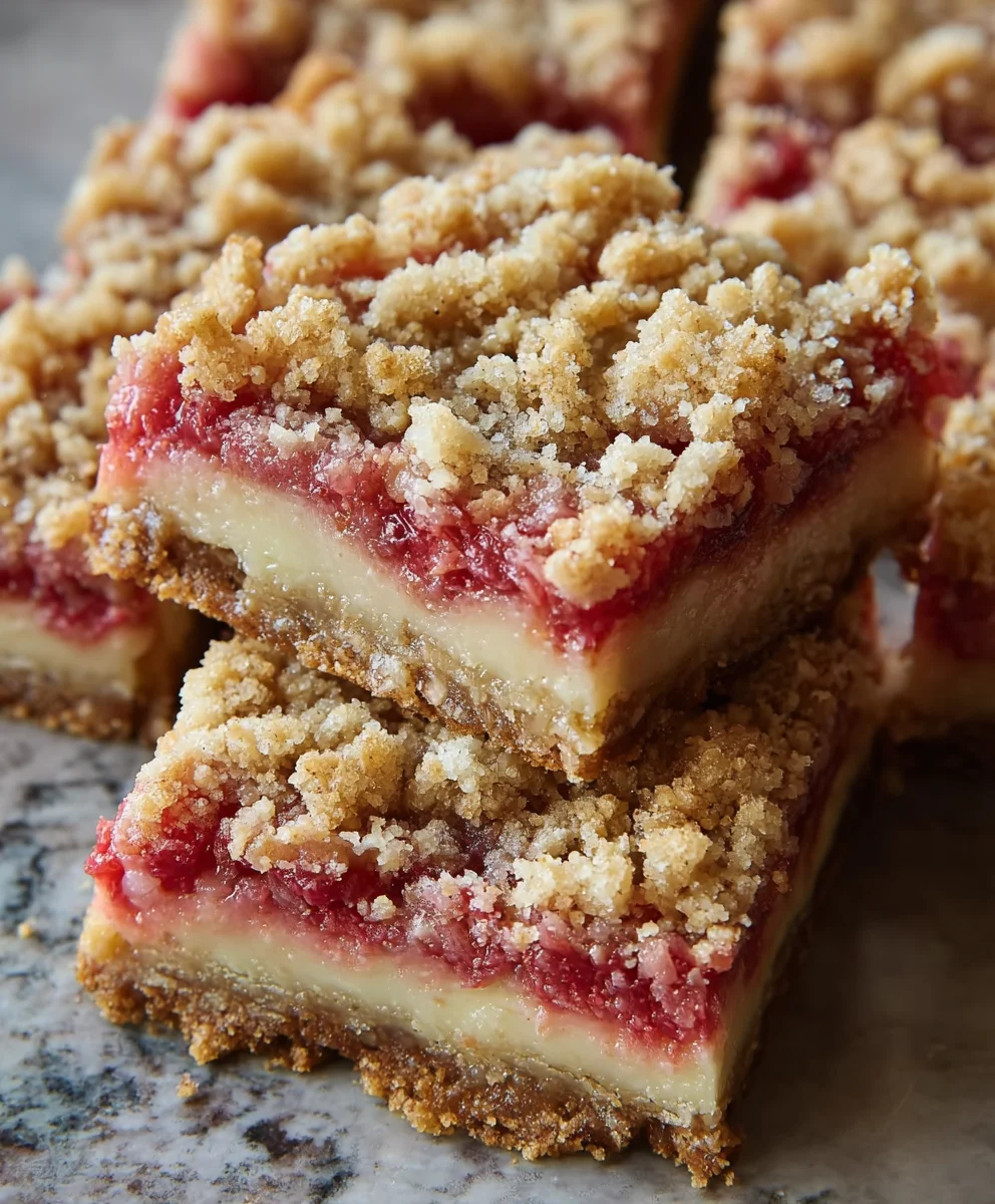 Easy Rhubarb Dessert Bars-Sweet Tangy Treat