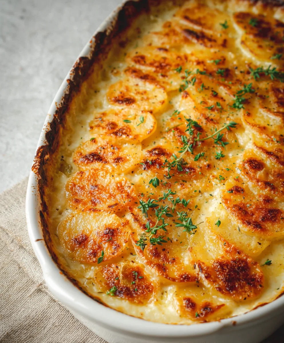 Roasted Garlic Potatoes au Gratin - Creamy & Easy