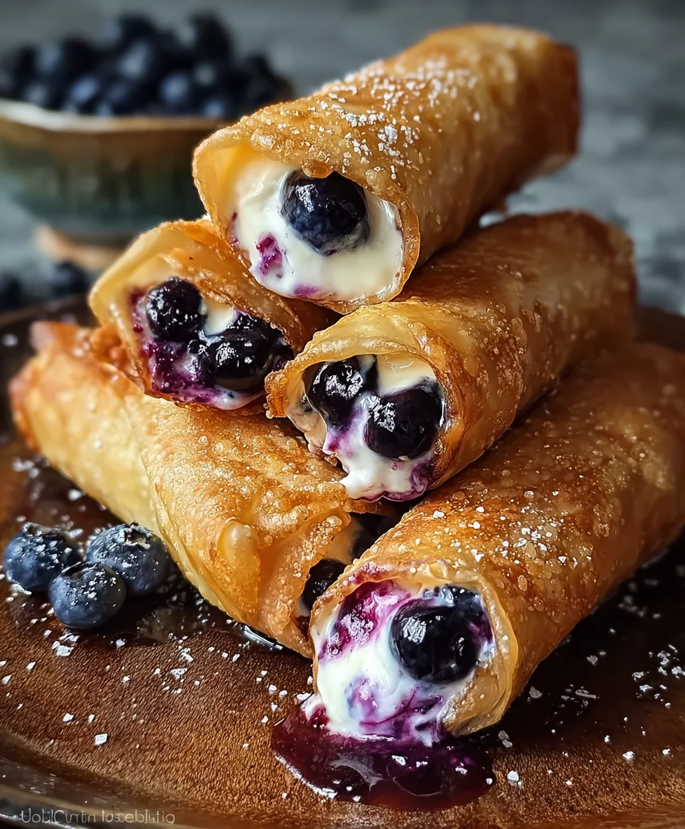 Blueberry Cream Cheese Egg Rolls-Sweet Dessert Delight