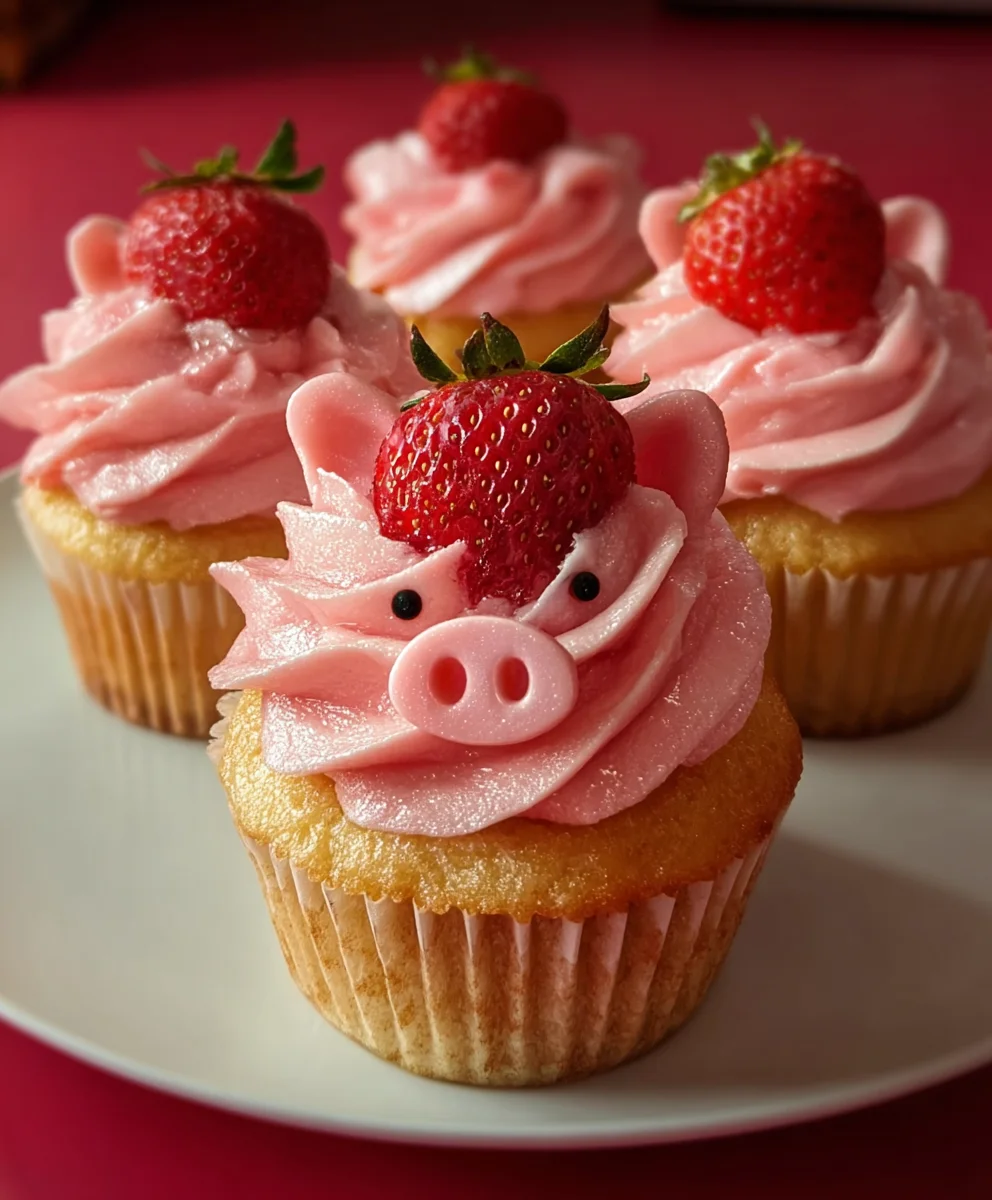 Strawberry Piggy Cupcakes-Cute & Easy Dessert Recipe