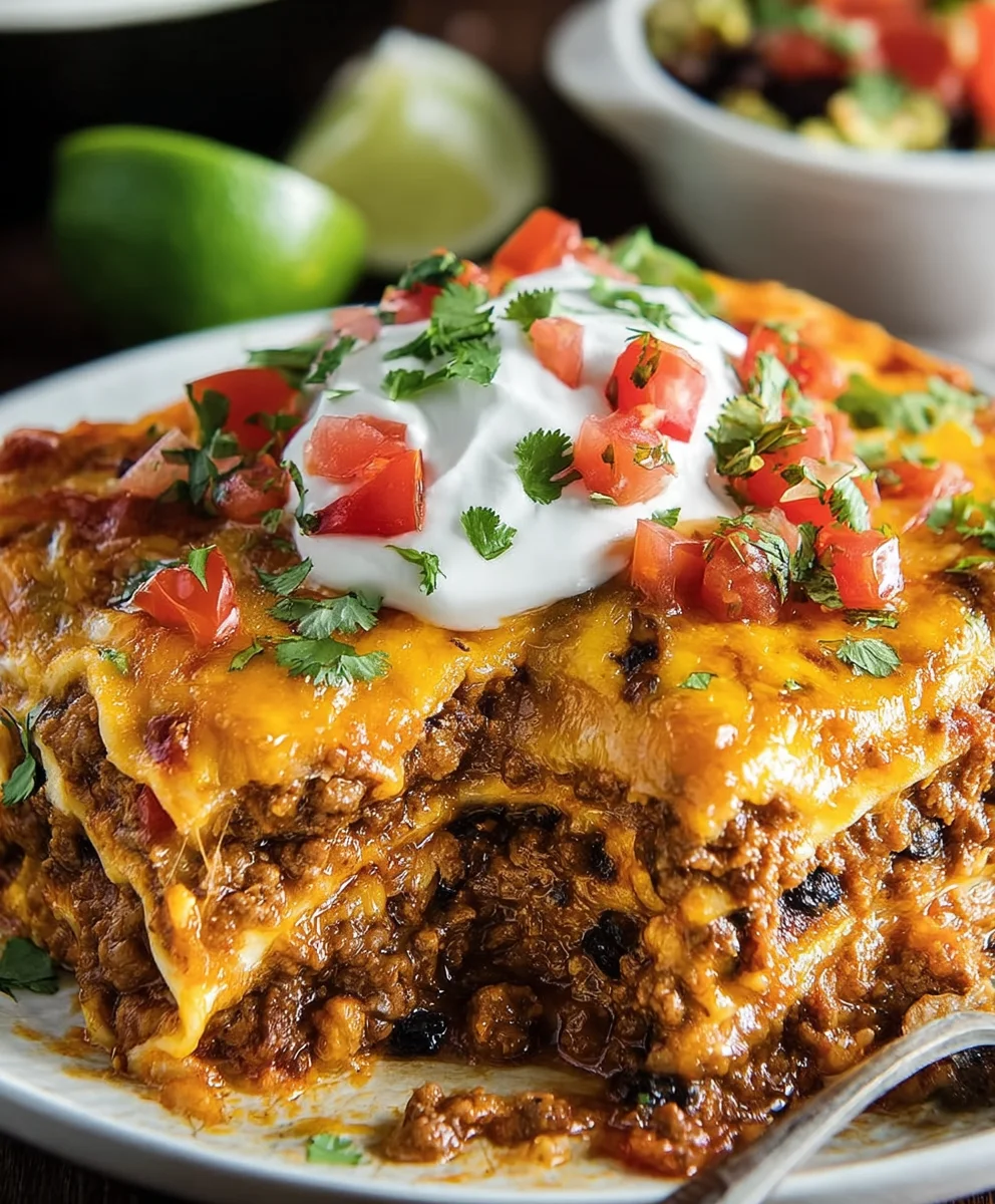 Easy Beef Mexican Lasagna Recipe-Flavorful & Delicious
