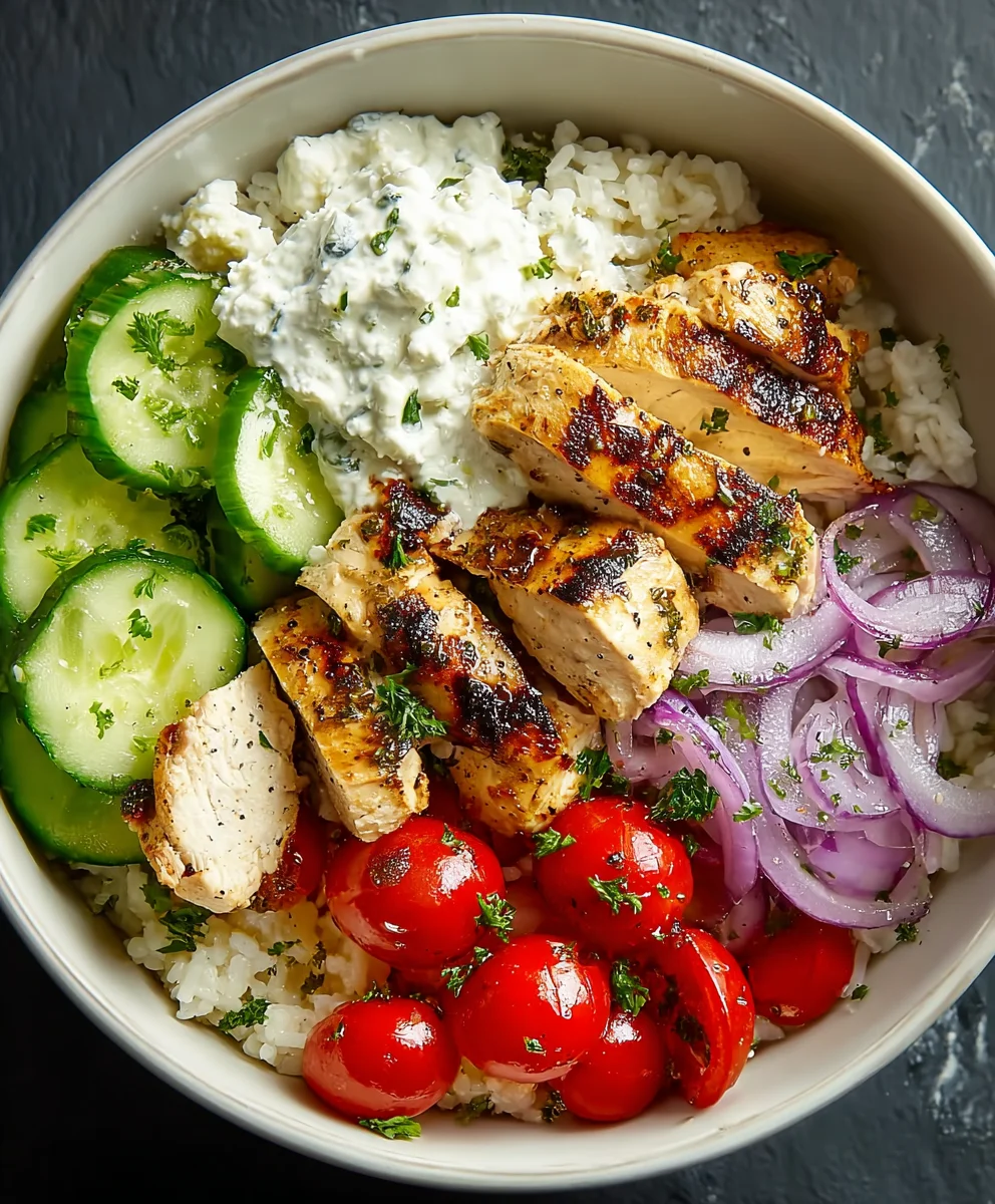 Greek Chicken Cottage Cheese Bowl- Healthy & Easy