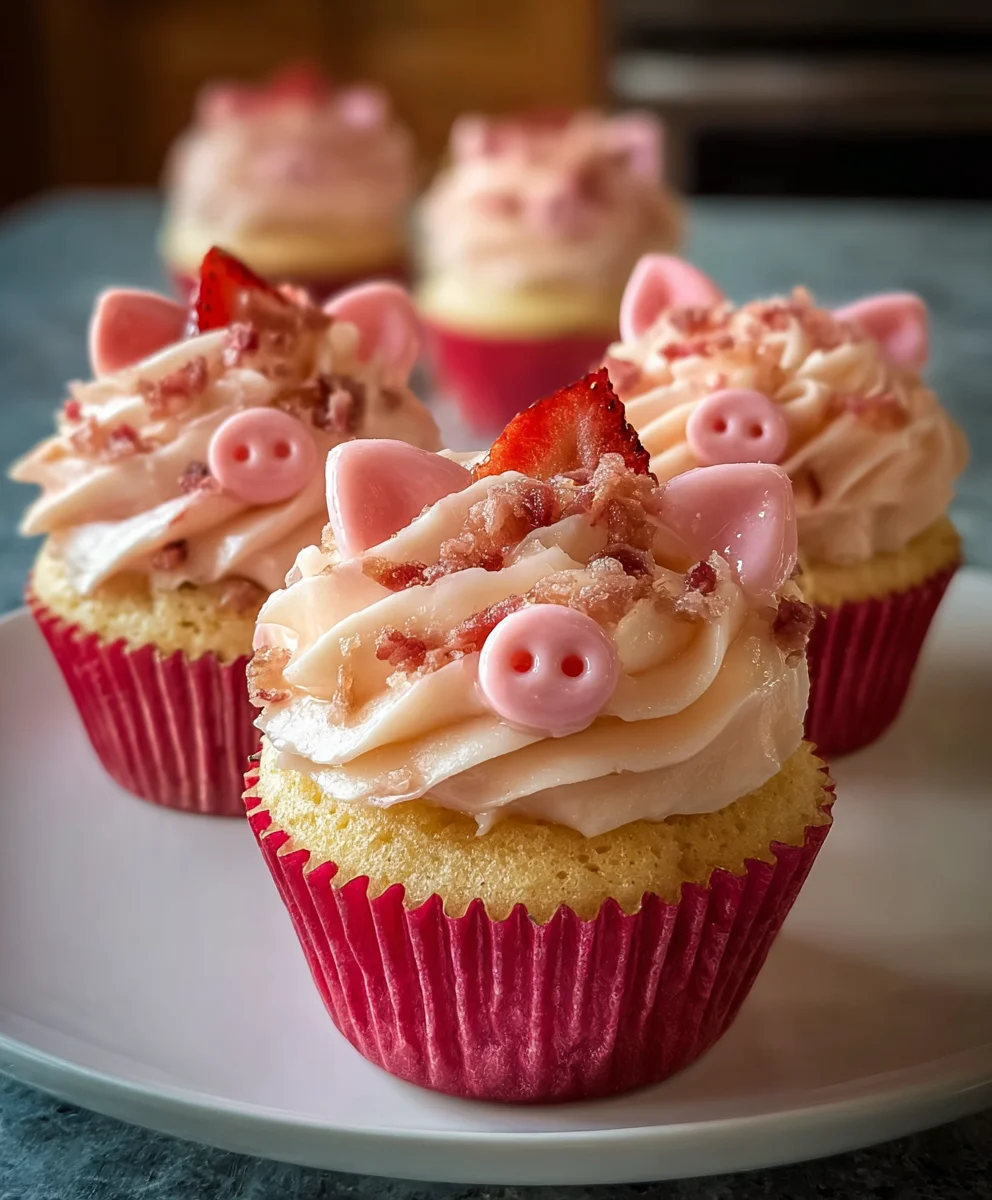Strawberry Piggy Cupcakes-Cute & Easy Dessert Recipe