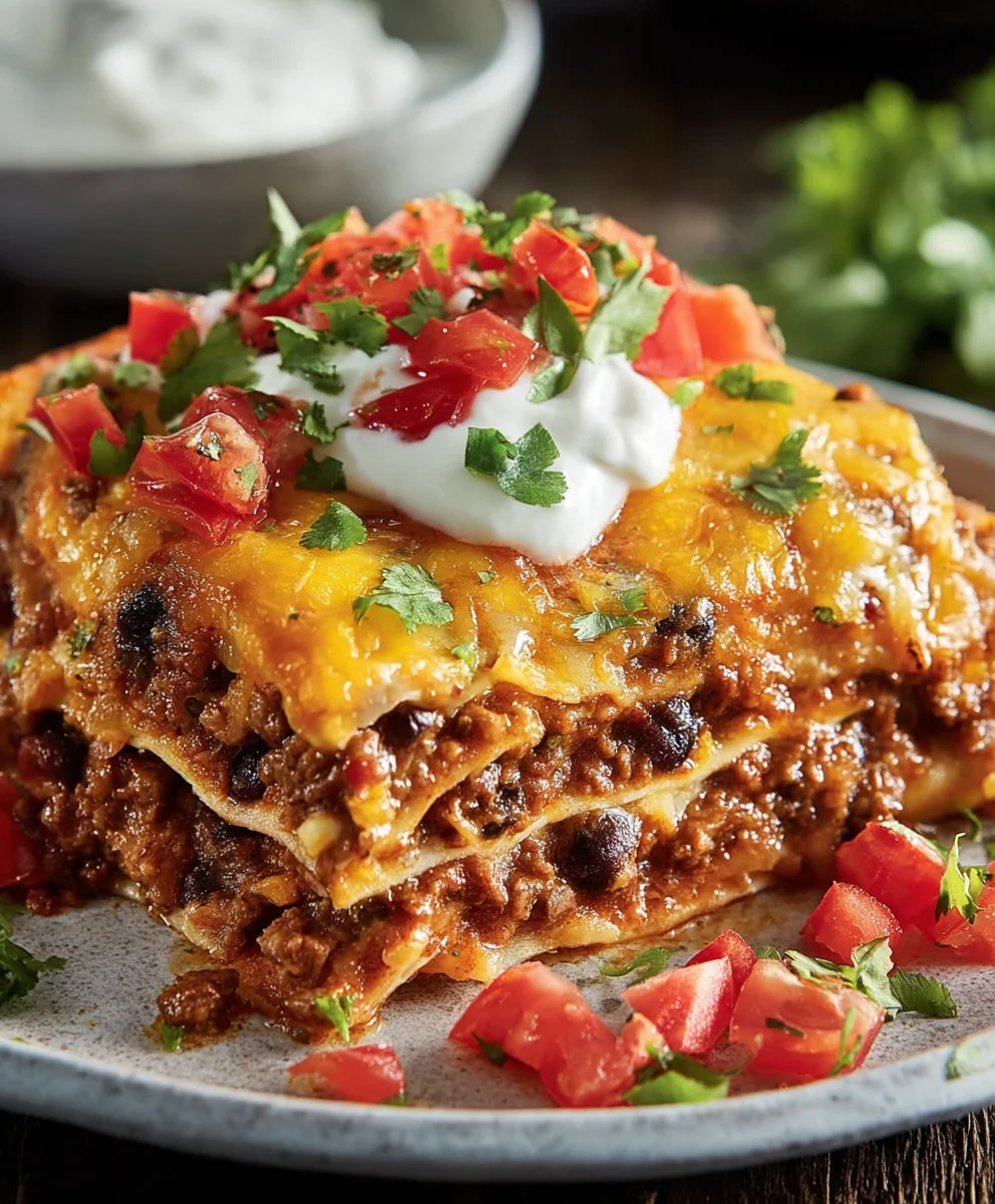 Easy Beef Mexican Lasagna Recipe-Flavorful & Delicious