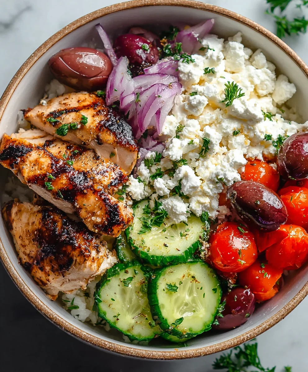 Greek Chicken Cottage Cheese Bowl- Healthy & Easy