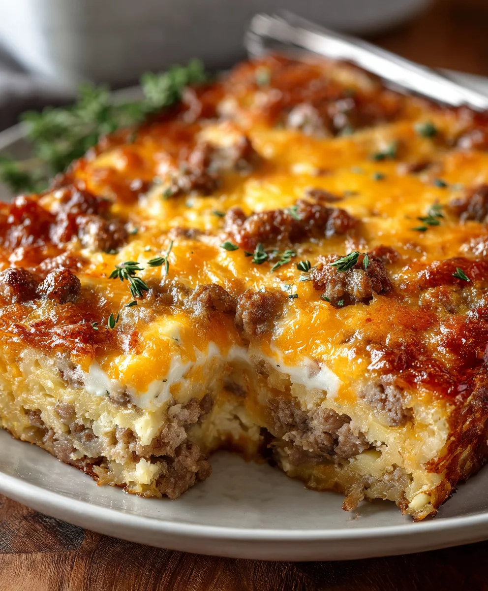 Creamy Beef Sausage Egg Breakfast Casserole